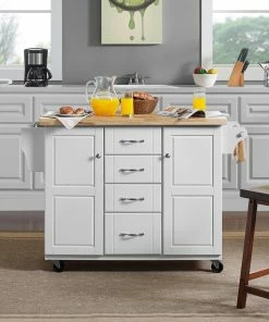 Crosley Elliott Kitchen Cart, White With Natural Top -Coast2Coast shop 956171200bedd6fe 7641 w800 h800 b0 p0