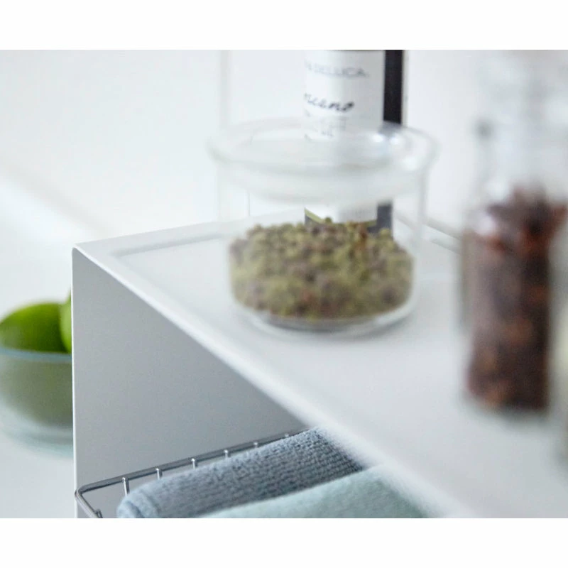 Yamazaki Home Stackable Countertop Shelf, Steel, Small, Holds 6.6 Lbs, Stackable, White, Small 9 Yamazaki Home Stackable Countertop Shelf, Steel, Small, Holds 6.6 Lbs, Stackable, White, Small - Image 8