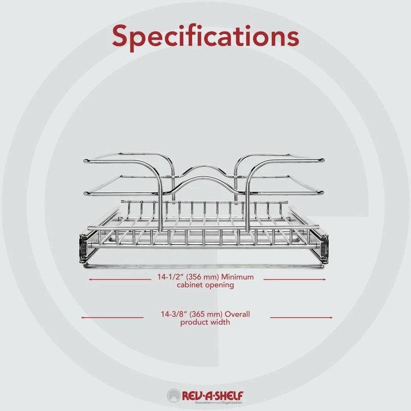 Rev-A-Shelf Single Tier Bottom Mount Pull Out Steel Wire Organizer, 14.4" 5 Rev-A-Shelf Single Tier Bottom Mount Pull Out Steel Wire Organizer, 14.4" - Image 3