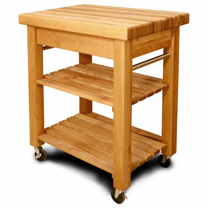 Catskill Craftsmen Catskill French Country Small Butcher Block Kitchen Cart In Natural 4 Catskill Craftsmen Catskill French Country Small Butcher Block Kitchen Cart In Natural - Image 2