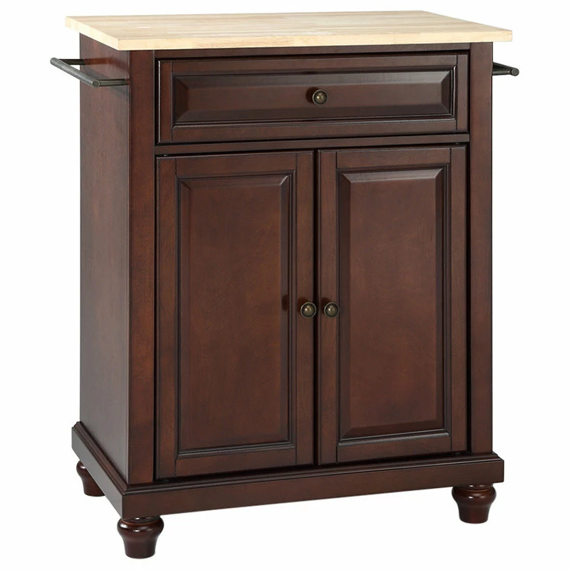 Crosley Cambridge Natural Wood Top Portable Kitchen Island, Vintage Mahogany Finish 3 Crosley Cambridge Natural Wood Top Portable Kitchen Island, Vintage Mahogany Finish