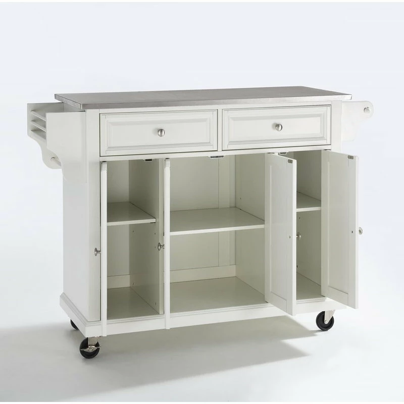 Crosley Stainless Steel Top Kitchen Cart/Island, White 5 Crosley Stainless Steel Top Kitchen Cart/Island, White - Image 3