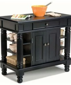 Homestyles Americana Wood Kitchen Island In Black