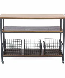 Baxton Studio Lancashire Wood And Metal Kitchen Cart