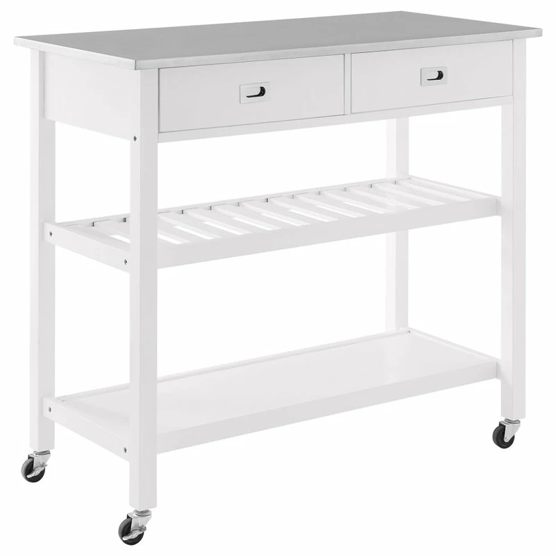 Crosley Chloe Stainless Steel Top Kitchen Island Cart, White/Stainless Steel 3 Crosley Chloe Stainless Steel Top Kitchen Island Cart, White/Stainless Steel