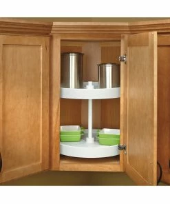 Rev-A-Shelf Polymer Full Circle 2-Shelf Lazy Susan For Corner Wall Cabinet, White -Coast2Coast shop 9cb1d1ed0e7a634e 8084 w800 h800 b0 p0