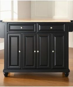 Crosley Cambridge Natural Wood Top Kitchen Island, Black Finish -Coast2Coast shop 9cb1e31406463296 2100 w800 h800 b0 p0