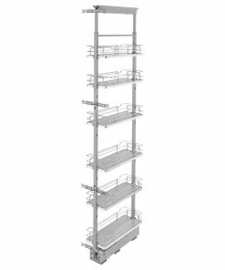 Rev-A-Shelf Adjustable Solid Surface Pantry System For Tall Pantry Cabinets, Gray, 8.25"