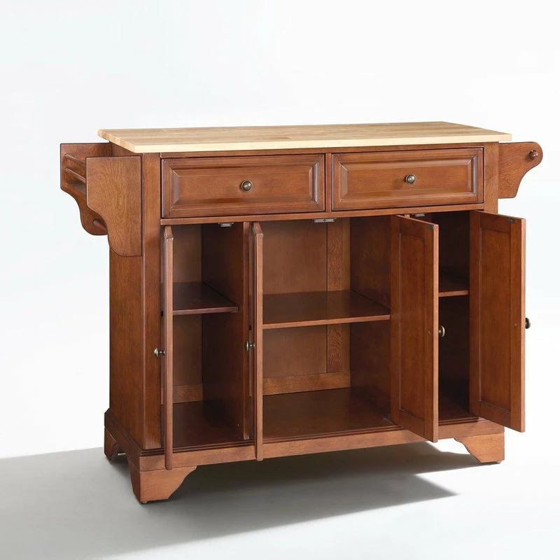 Crosley LaFayette Natural Wood Top Kitchen Island, Classic Cherry Finish 5 Crosley LaFayette Natural Wood Top Kitchen Island, Classic Cherry Finish - Image 3
