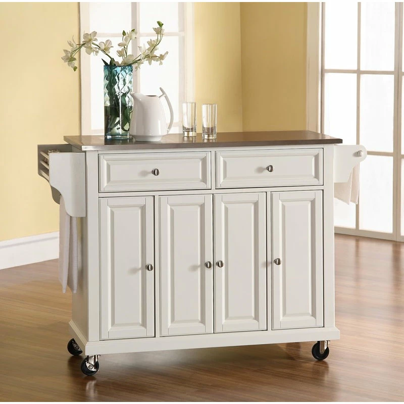 Crosley Stainless Steel Top Kitchen Cart/Island, White 6 Crosley Stainless Steel Top Kitchen Cart/Island, White - Image 4
