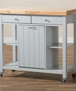 Baxton Studio Hayward Coastal And Farmhouse Light Gray Wood Kitchen Cart -Coast2Coast shop a1e164cf0a94462f 1206 w800 h800 b0 p0