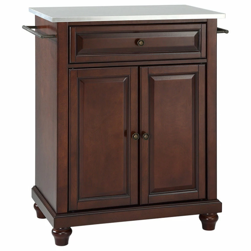 Crosley Cambridge Stainless Steel Top Portable Kitchen Island, Vintage Mahogany Finish 3 Crosley Cambridge Stainless Steel Top Portable Kitchen Island, Vintage Mahogany Finish