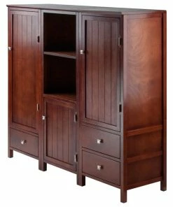 Winsome Brooke 3 Piece Jelly Cupboard Set In Walnut