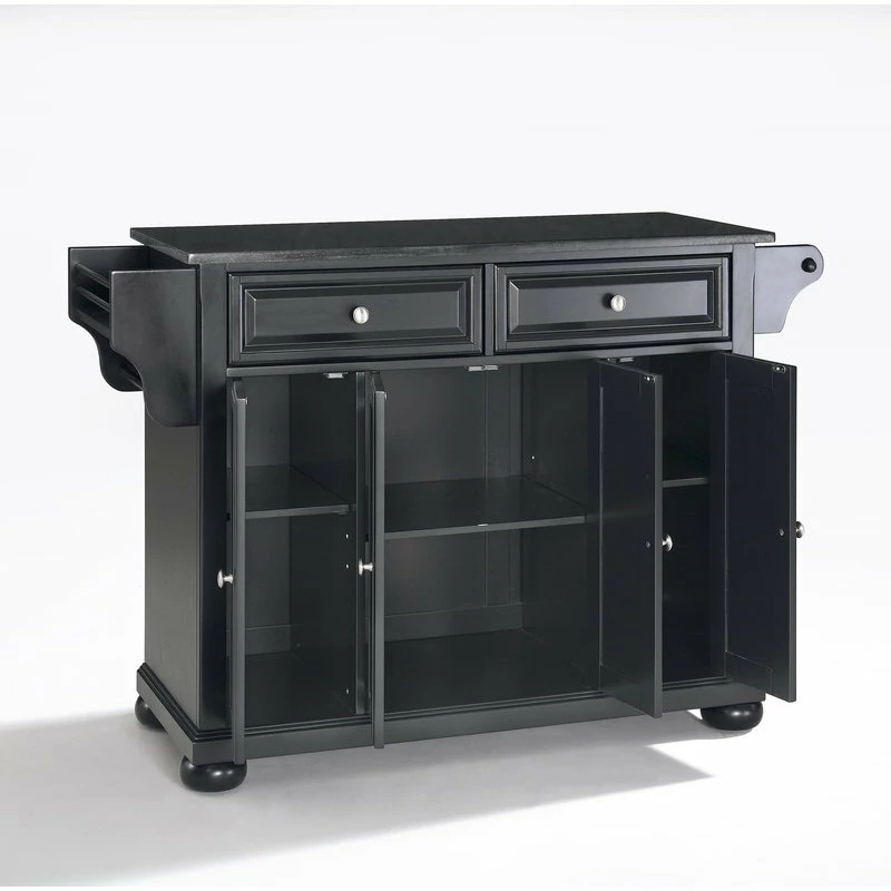 Crosley Alexandria Solid Black Granite Top Kitchen Island, Black 5 Crosley Alexandria Solid Black Granite Top Kitchen Island, Black - Image 3