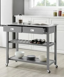 Crosley Chloe Stainless Steel Top Kitchen Island Cart, Gray/Stainless Steel -Coast2Coast shop a33182590f73b86b 4793 w800 h800 b0 p0