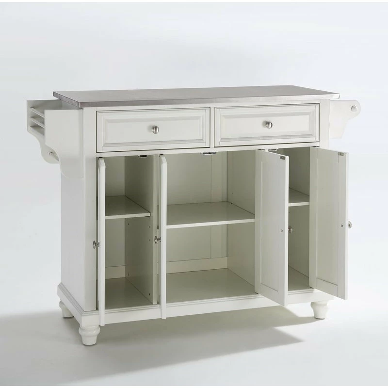 Crosley Cambridge Stainless Steel Top Kitchen Island, White Finish 5 Crosley Cambridge Stainless Steel Top Kitchen Island, White Finish - Image 3