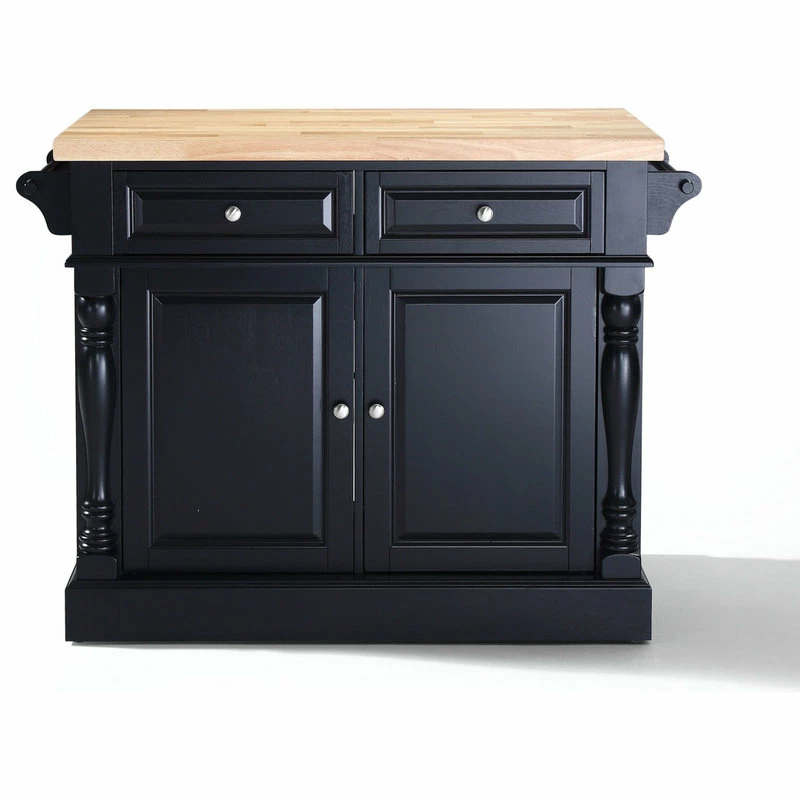 Crosley Butcher Block Top Kitchen Island, Black Finish 5 Crosley Butcher Block Top Kitchen Island, Black Finish - Image 3