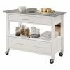 Bowery Hill Stainless Steel Top Kitchen Island In White -Coast2Coast shop a80107aa0b5f896e 8950 w800 h800 b1 p0