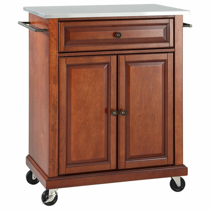 Crosley Stainless Steel Top Portable Kitchen Cart/Island, Classic Cherry Finish 3 Crosley Stainless Steel Top Portable Kitchen Cart/Island, Classic Cherry Finish