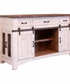 Crafters And Weavers Greenview Kitchen Island, Distressed White