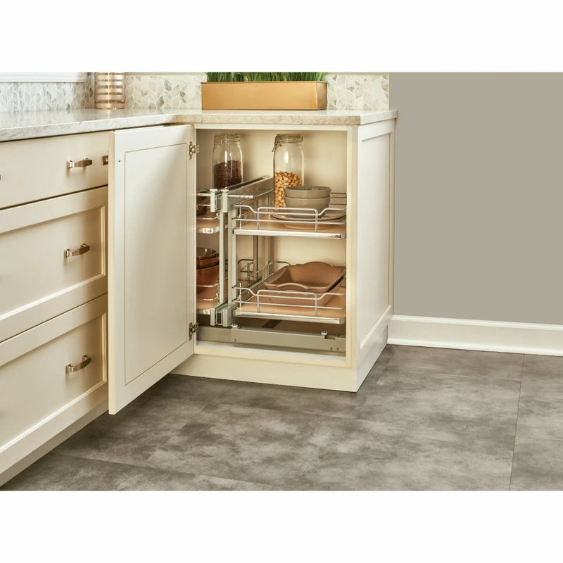 Rev-A-Shelf Steel 2-Tier Pull Out Solid Bottom Organizer For Blind Corner Cabinet, 15" 7 Rev-A-Shelf Steel 2-Tier Pull Out Solid Bottom Organizer For Blind Corner Cabinet, 15" - Image 5