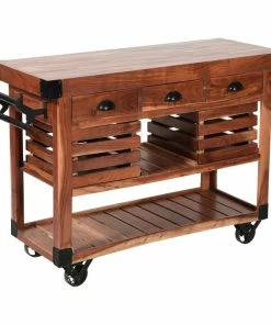 Coast To Coast Imports, LLC Coast To Coast Three Drawer Cart With Hatch Light Natural Finish 62436