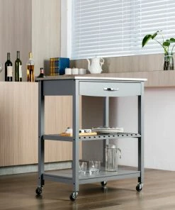 Boraam Industries, Inc. Holland Kitchen Cart With Stainless Steel Top, Gray -Coast2Coast shop a9e171bb0de97589 0882 w800 h800 b0 p0