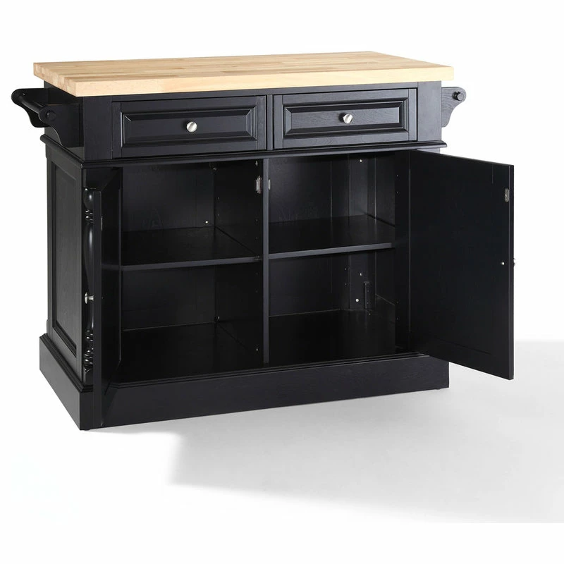 Crosley Butcher Block Top Kitchen Island, Black Finish 6 Crosley Butcher Block Top Kitchen Island, Black Finish - Image 4