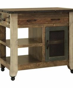 Crafters And Weavers Bayshore Rustic Solid Wood Kitchen Island, 39"