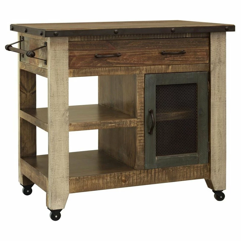 Crafters And Weavers Bayshore Rustic Solid Wood Kitchen Island, 39" 3 Crafters And Weavers Bayshore Rustic Solid Wood Kitchen Island, 39"