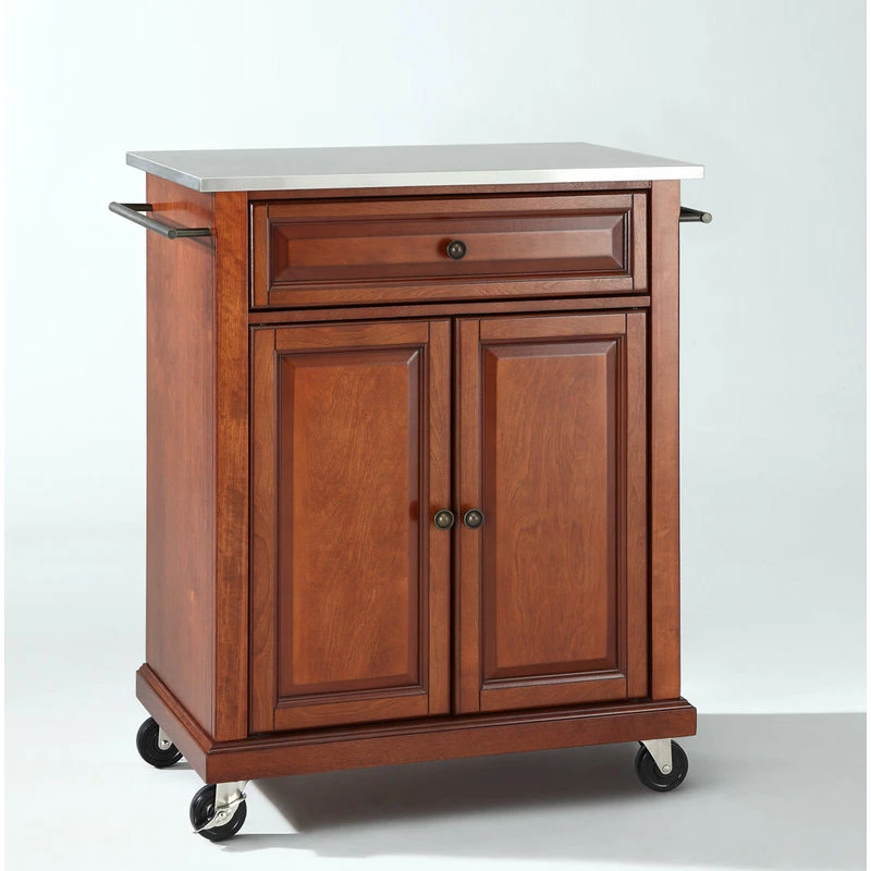 Crosley Stainless Steel Top Portable Kitchen Cart/Island, Classic Cherry Finish 4 Crosley Stainless Steel Top Portable Kitchen Cart/Island, Classic Cherry Finish - Image 2