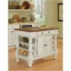 Homestyles Americana Off White Wood Kitchen Island With Storage And Open Shelves