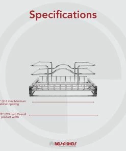 Rev-A-Shelf Single Tier Bottom Mount Pull Out Steel Wire Organizer, 11.75" -Coast2Coast shop adc1d7d5025857bd 8038 w800 h800 b0 p0