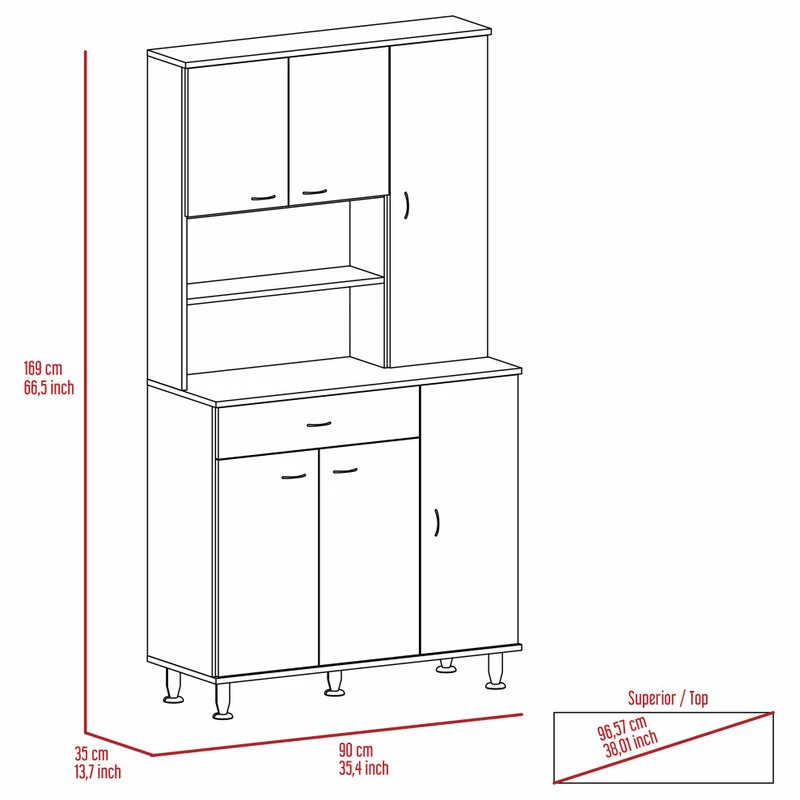 DEPOT ESHOP LLC Helis 90" Pantry Cabinet Black Wengue, Black Wengue 7 DEPOT ESHOP LLC Helis 90" Pantry Cabinet Black Wengue, Black Wengue - Image 5