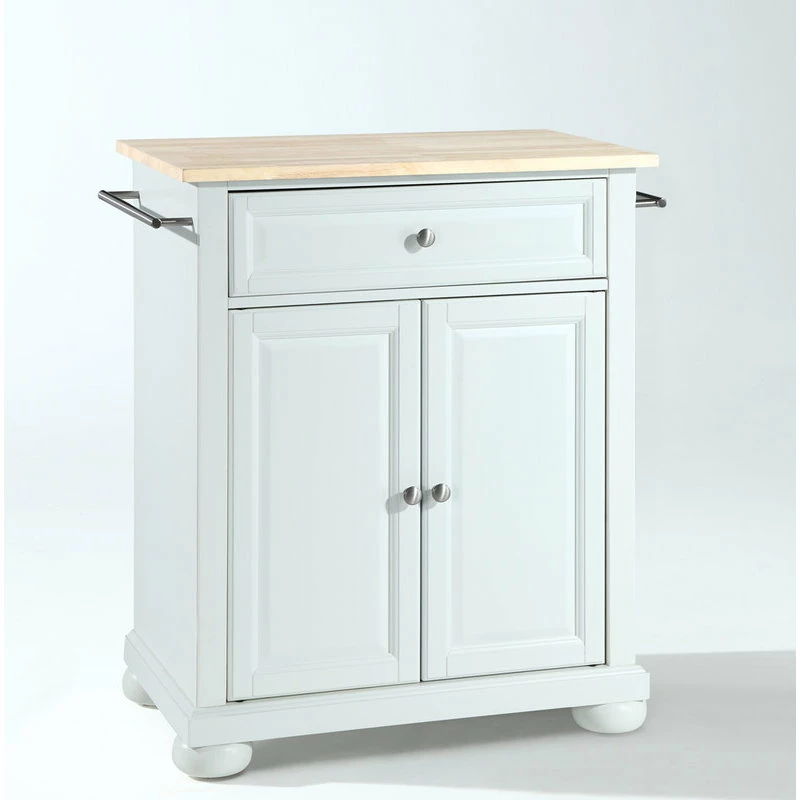 Crosley Alexandria Natural Wood Top Portable Kitchen Island, White Finish 4 Crosley Alexandria Natural Wood Top Portable Kitchen Island, White Finish - Image 2