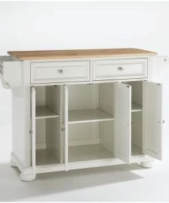 Crosley Alexandria Natural Wood Top Kitchen Island, White Finish -Coast2Coast shop b0918ef0064632b2 2038 w800 h800 b0 p0