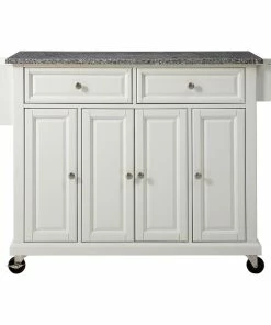 Crosley Solid Granite Top Kitchen Cart/Island, White Finish