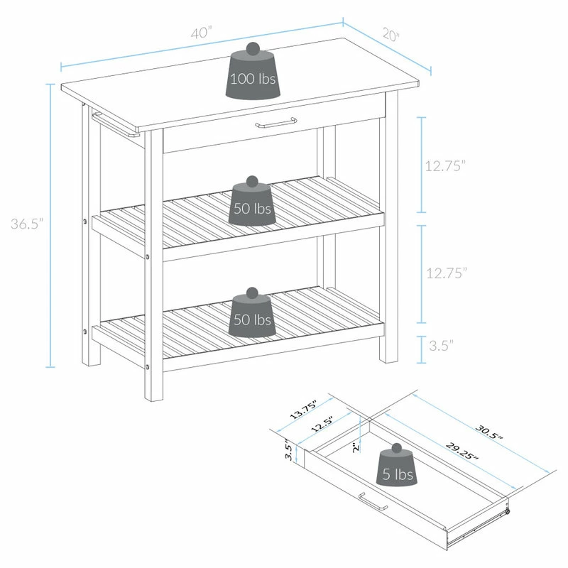 Casual Home Kitchen Island With Solid American Cherry Top 8 Casual Home Kitchen Island With Solid American Cherry Top - Image 6