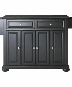 Crosley Alexandria Solid Black Granite Top Kitchen Island, Black
