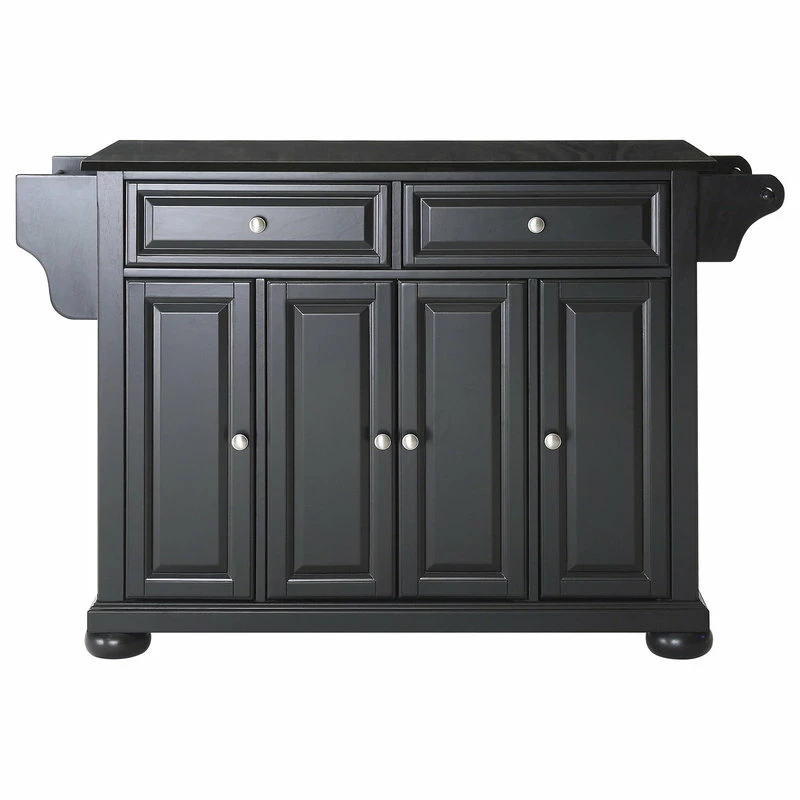 Crosley Alexandria Solid Black Granite Top Kitchen Island, Black 3 Crosley Alexandria Solid Black Granite Top Kitchen Island, Black