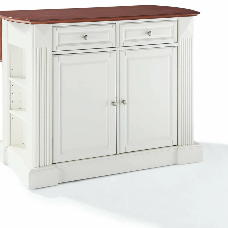 Crosley Drop Leaf Breakfast Bar Top Kitchen Island, White Finish 4 Crosley Drop Leaf Breakfast Bar Top Kitchen Island, White Finish - Image 2