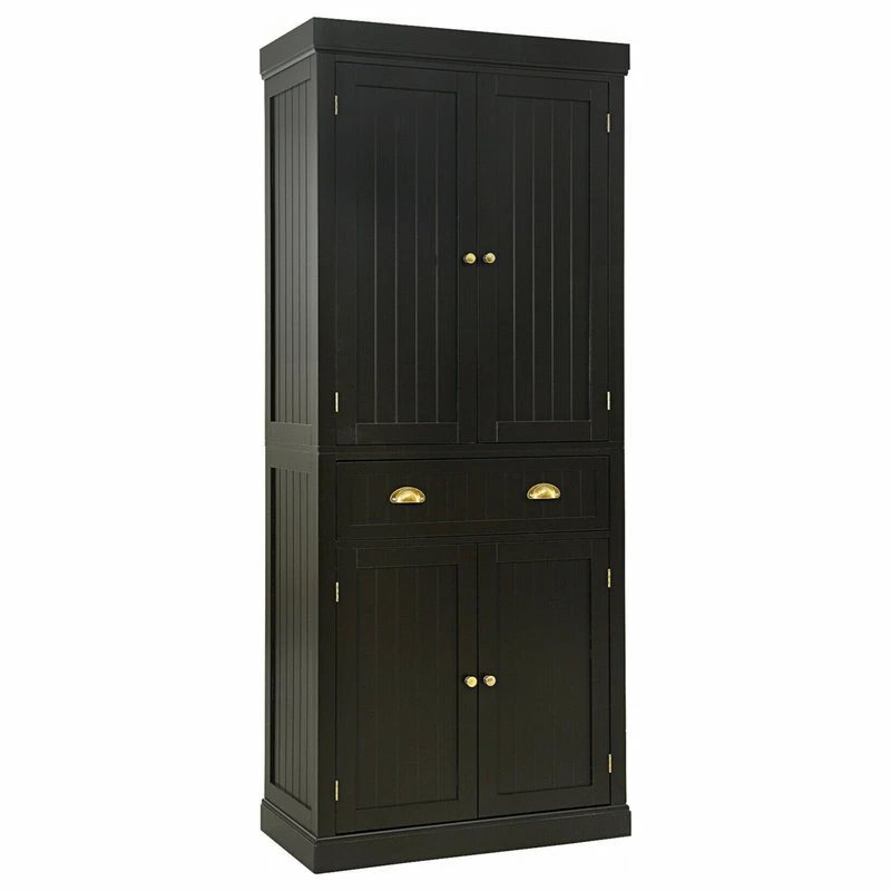Gymax Kitchen Cabinet Pantry Cupboard Freestanding W/Shelves Espresso 3 Gymax Kitchen Cabinet Pantry Cupboard Freestanding W/Shelves Espresso