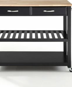 Crosley Natural Wood Top Kitchen Cart/Island With Optional Stool Storage, Black Finish -Coast2Coast shop b8c1de6806463d35 0208 w800 h800 b0 p0