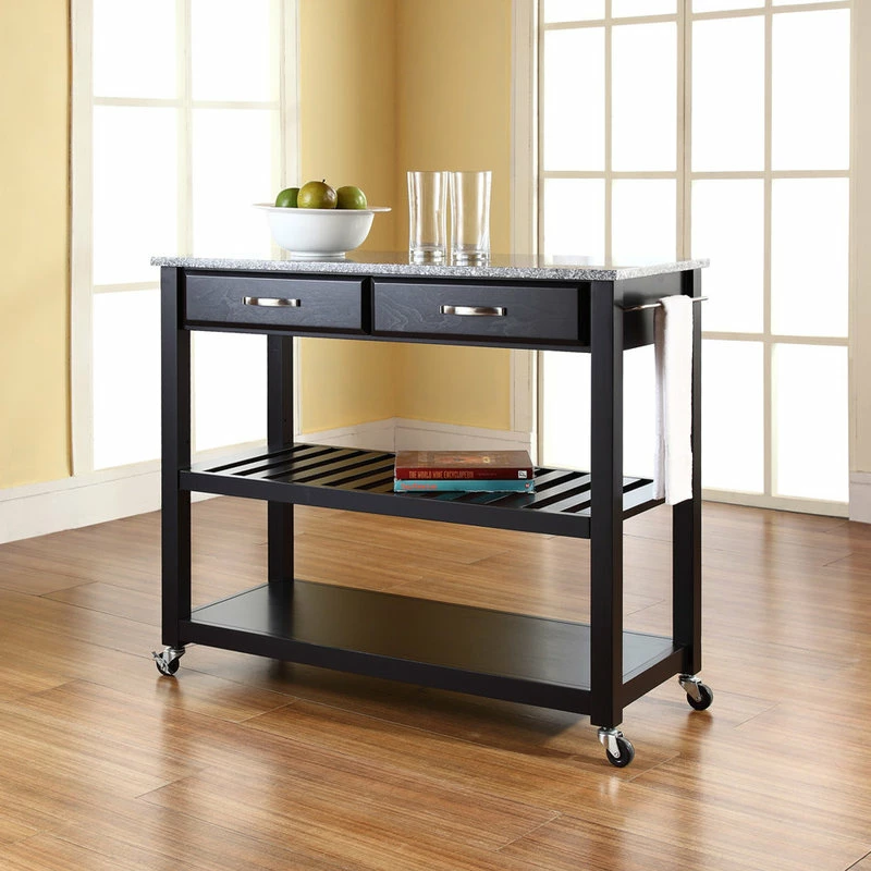 Crosley Solid Granite Top Kitchen Cart/Island, Optional Stool Storage, Black 7 Crosley Solid Granite Top Kitchen Cart/Island, Optional Stool Storage, Black - Image 5