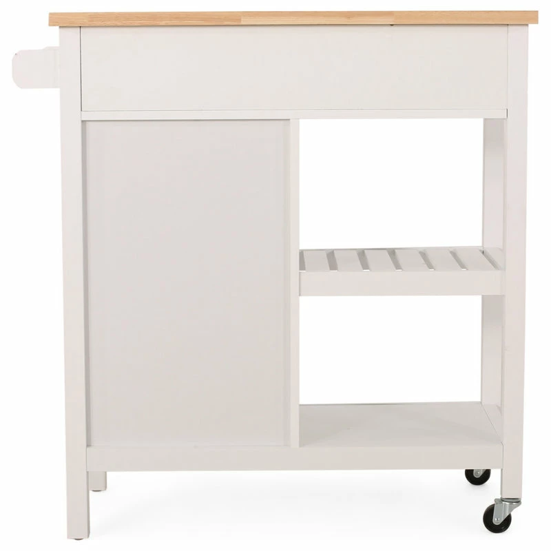 GDFStudio Marlon Kitchen Cart With Wheels, White, Natural 8 GDFStudio Marlon Kitchen Cart With Wheels, White, Natural - Image 6