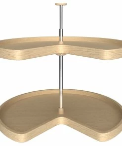 Rev-A-Shelf Banded Wood Kidney 2-Shelf Lazy Susan Shelf For Corner Base Cabinets, 28"