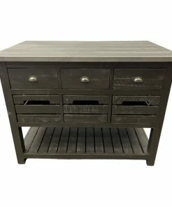 Crafters And Weavers Barlow Crate Kitchen Island Rustic Black And Zinc Top