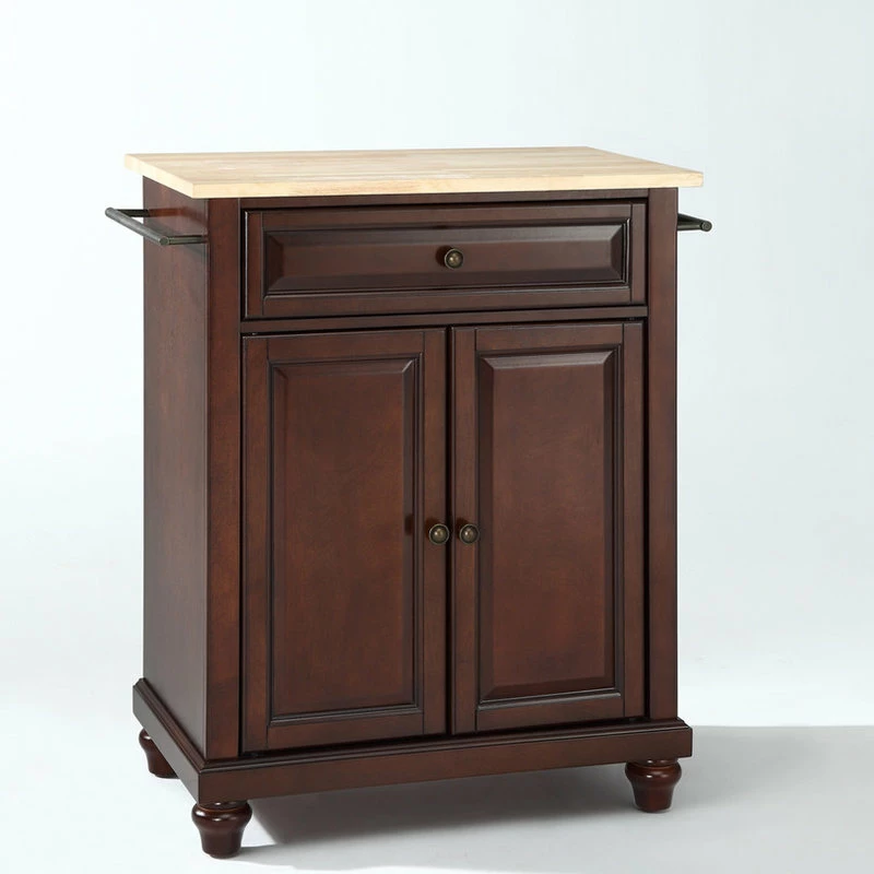 Crosley Cambridge Natural Wood Top Portable Kitchen Island, Vintage Mahogany Finish 4 Crosley Cambridge Natural Wood Top Portable Kitchen Island, Vintage Mahogany Finish - Image 2