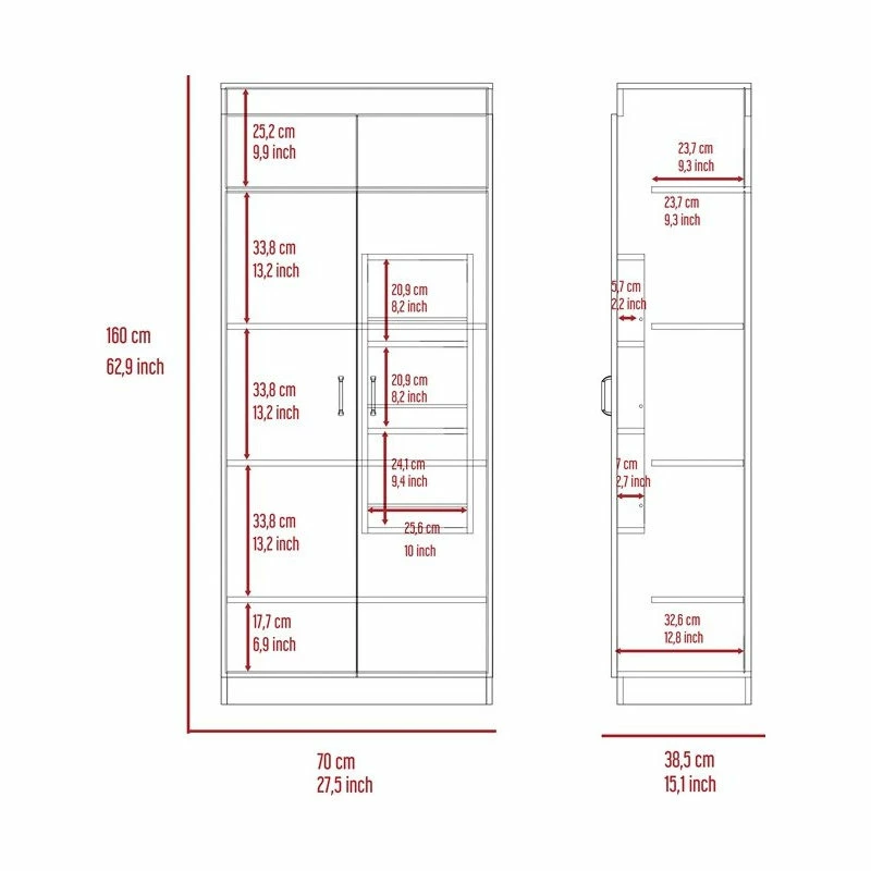 Tuhome Furniture TuHome White Modern Engineered Wood Varese Pantry Cabinet 4 Tuhome Furniture TuHome White Modern Engineered Wood Varese Pantry Cabinet - Image 2