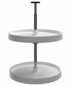 Rev-A-Shelf Polymer Full-Circle 2-Shelf Lazy Susans For Corner Wall Cabinets, White, 18"W